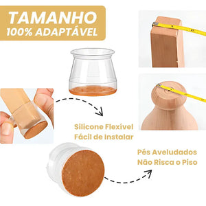 MOVEFLEX™ – TAMPA DE SILICONE PARA PÉS DE MÓVEIS (PROTEGE CONTRA RISCOS E BARULHOS)